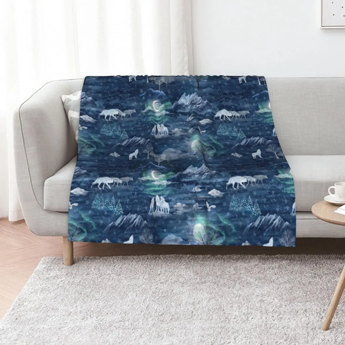 

Wolf moon Throw Blanket For Decorative Sofa Bed Fashionable Custom Hair Blankets