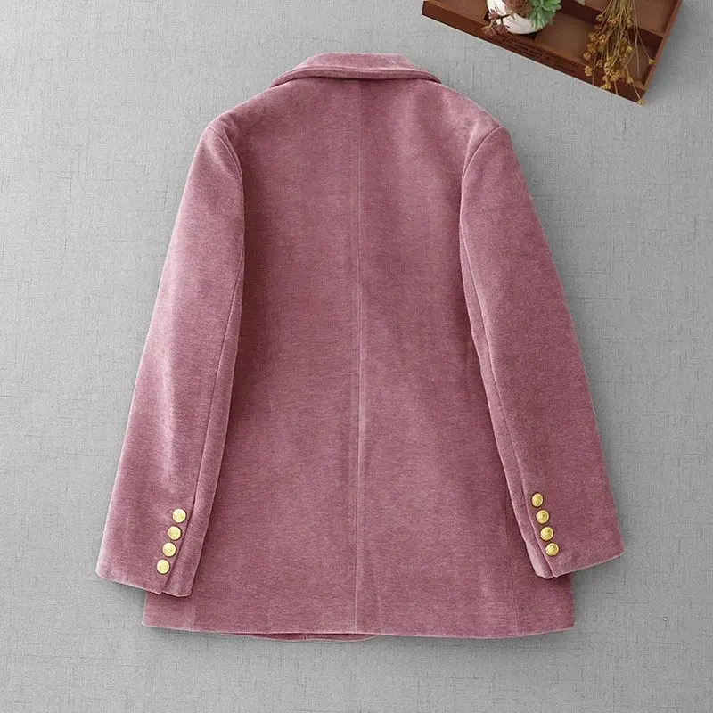 Fashion Trend High-End Beautiful Velvet Suit Jacket For Women 2024 Autumn And Winter Temperament  Blazer Coat Outerwear a578