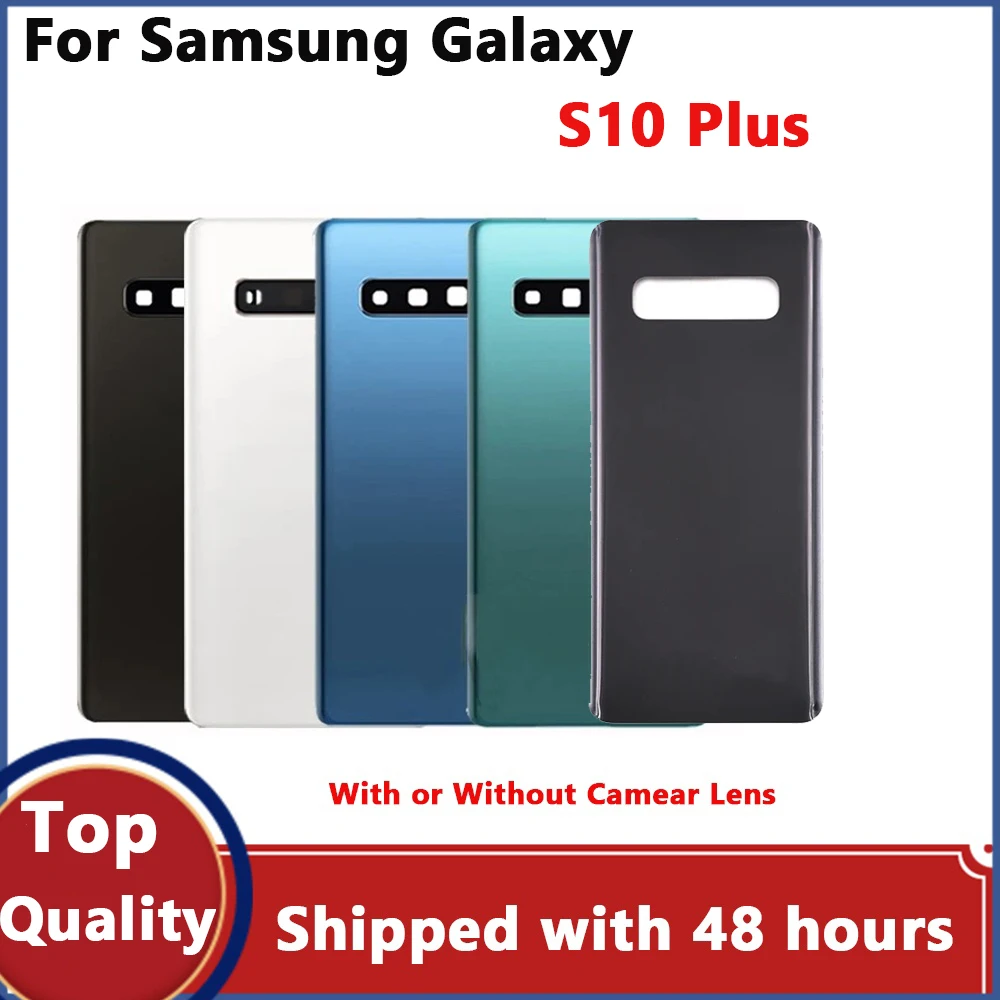 

Back Battery Cover For Samsung Galaxy S10 Plus S10+ With Camera Lens Rear Door Housing Case Replacement Part Assembly