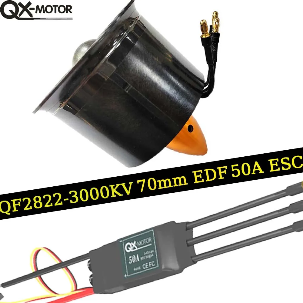 QX-MOTOR QF2822-3000KV  6 Blades Ducted Fan 70mm EDF Brushless Motor With 50a ESC For Remote Control Toy Accessories