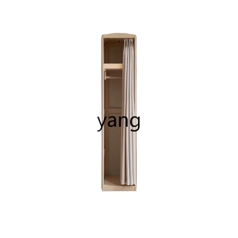 

LCX solid wood wardrobe small apartment cloth curtain wardrobe ultra narrow hanging wardrobe household