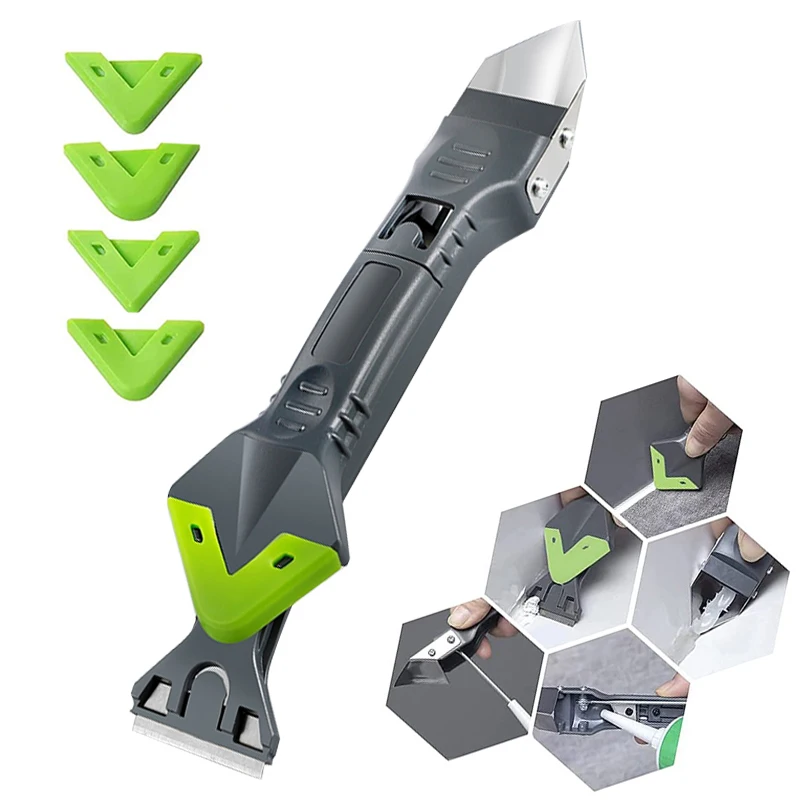 Removedor de selantes de silicone 5 em 1, raspador suave, ferramentas de acabamento de calafetagem, kit de rejunte, reparo de costura, conjunto de ferramentas manuais, acessórios