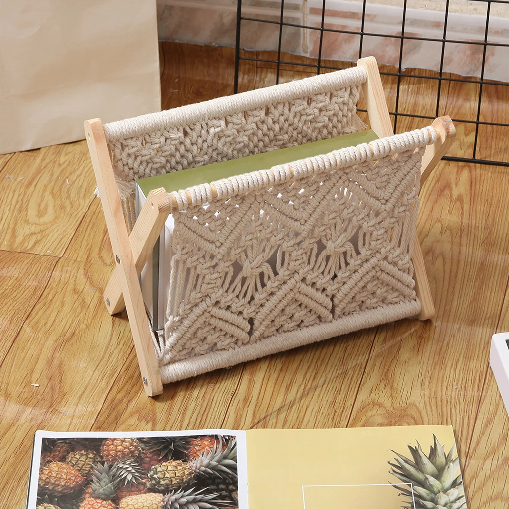 

Handmade Magazine Rack Holder Basket Cotton Rope Living Room Office Nursery Home Decor