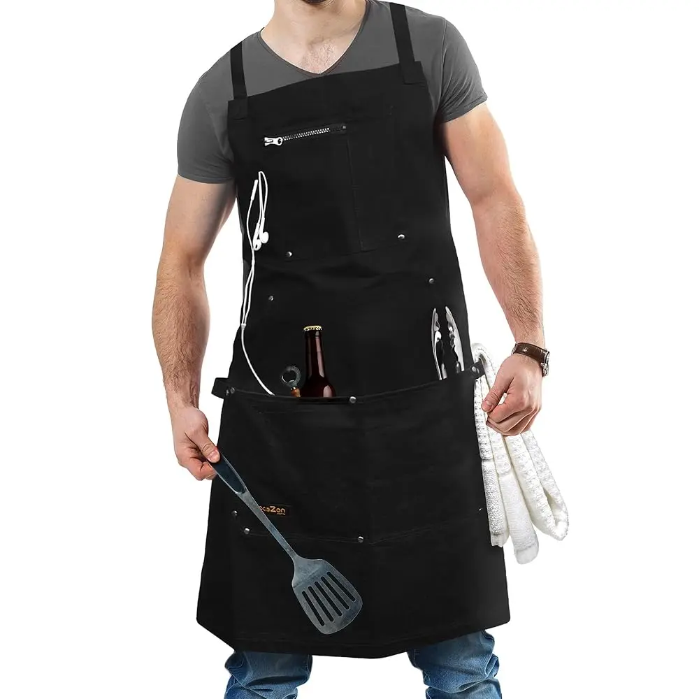 

Professional Grade Chef Apron for Men - Ideal for Kitchen,BBQ,Cooking, and Grill