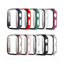 Vidrio templado + cubierta para Apple Watch funda 45mm 41mm 44mm 40mm 42mm Protector de pantalla Apple Watch accesorios Serie 9 4 5 6 SE 7 8