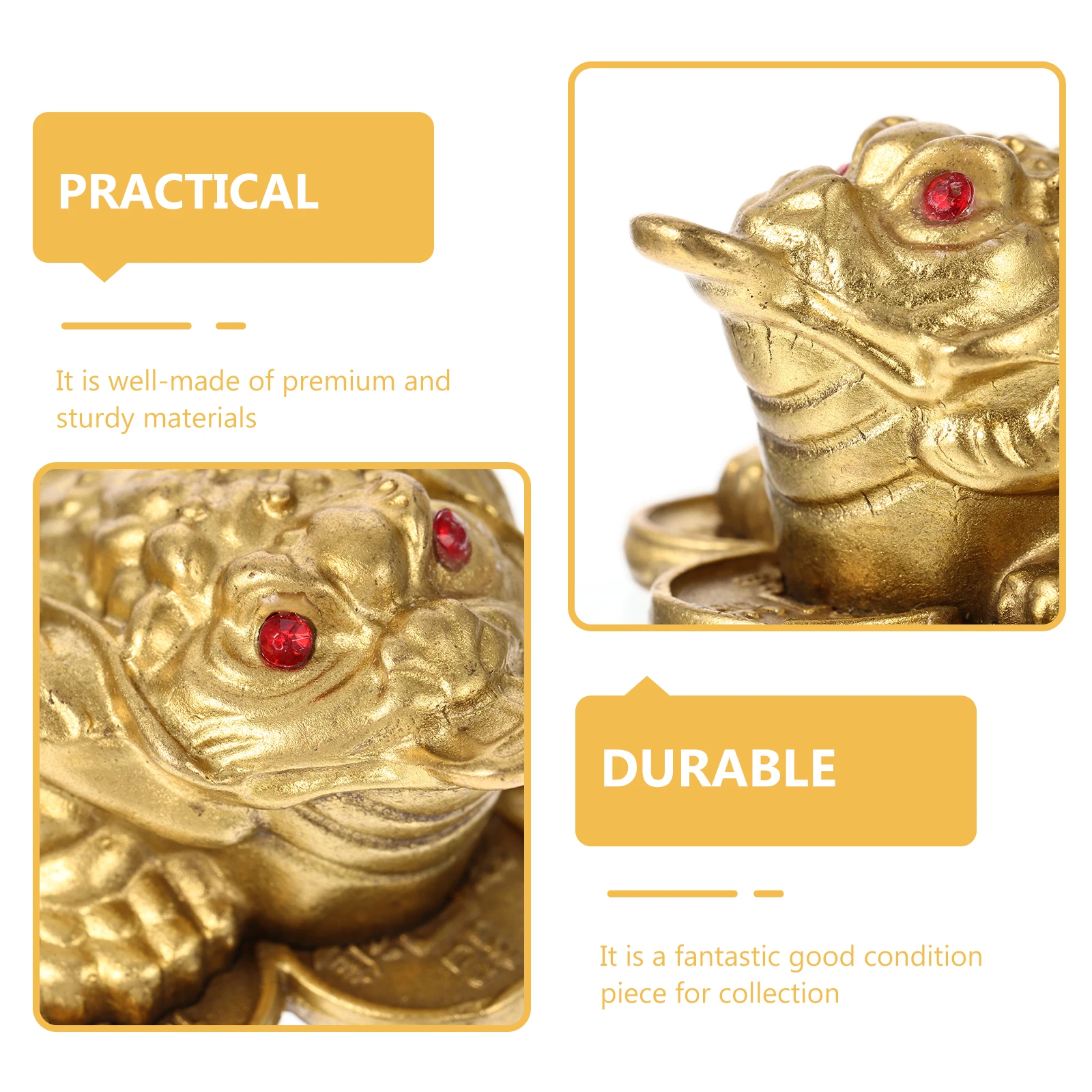 

2pcs Golden Decoration Brass Adornment Exquisite Frogs Statue Desktop Ornament Vintage Statue Fengshui Wealth Frogs Ornament