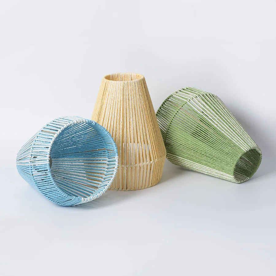 

Colored Paper Rope Lampshade for Pendant Lamp Hand Woven Lampcover Creative Lighting Accessory