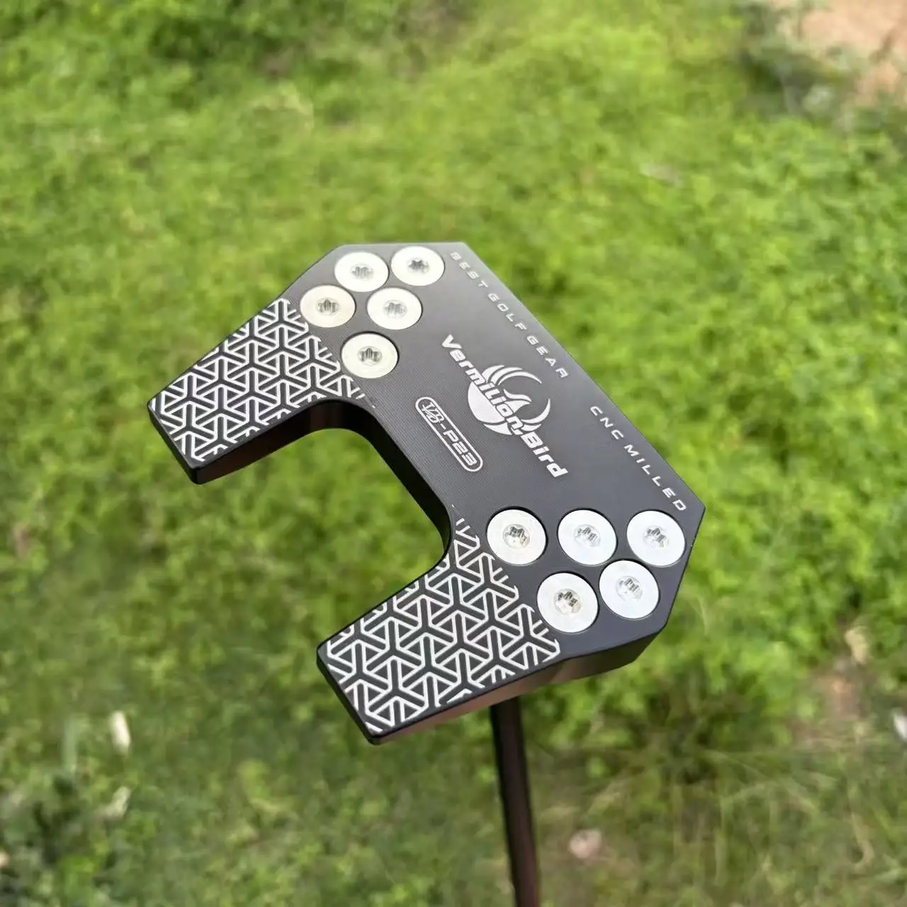 Golf Putter Milled Black Geometric Head, Alignment Lines, Weight Screws, Textured Face, Anti-Slip Grip, Gift for Men Women