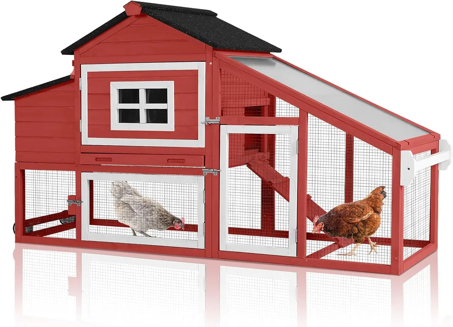 

Chicken Coop Expandable Chicken House for Outdoor with Wheels Box, Pull-on Tray, and UV-Resistant Roof Panel -
