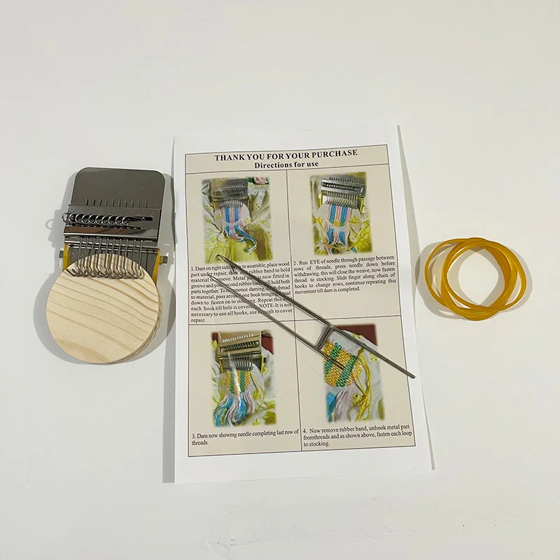 Mini Darning  Loom Machine DIY Apparel Sewing Small Loom Small Mender Loom for Darning Machine with Instructions Accessories