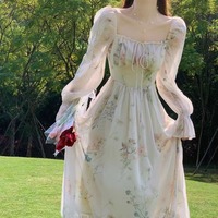 Streetwear Long Sleeved Chiffon Dress Harajuku Women Spring and Summer New Exquisite Loose French First Love Dress Gentle Style