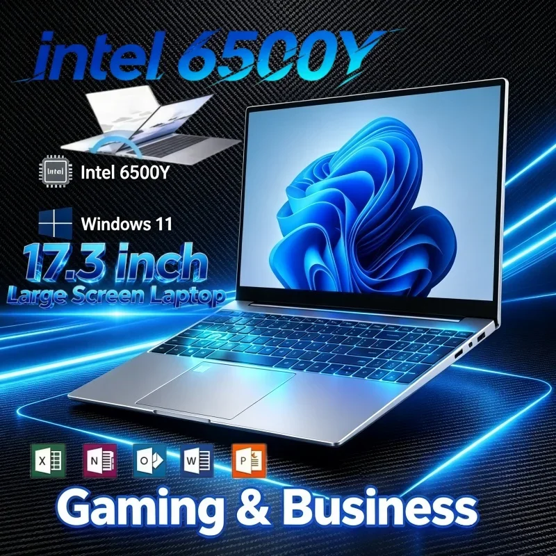 Intel 6500Y Large Screen Laptop 17.3 Inch 16/32GB RAM Visible Windows11 1/2TB BIG SSD Portable Laptop Office Study