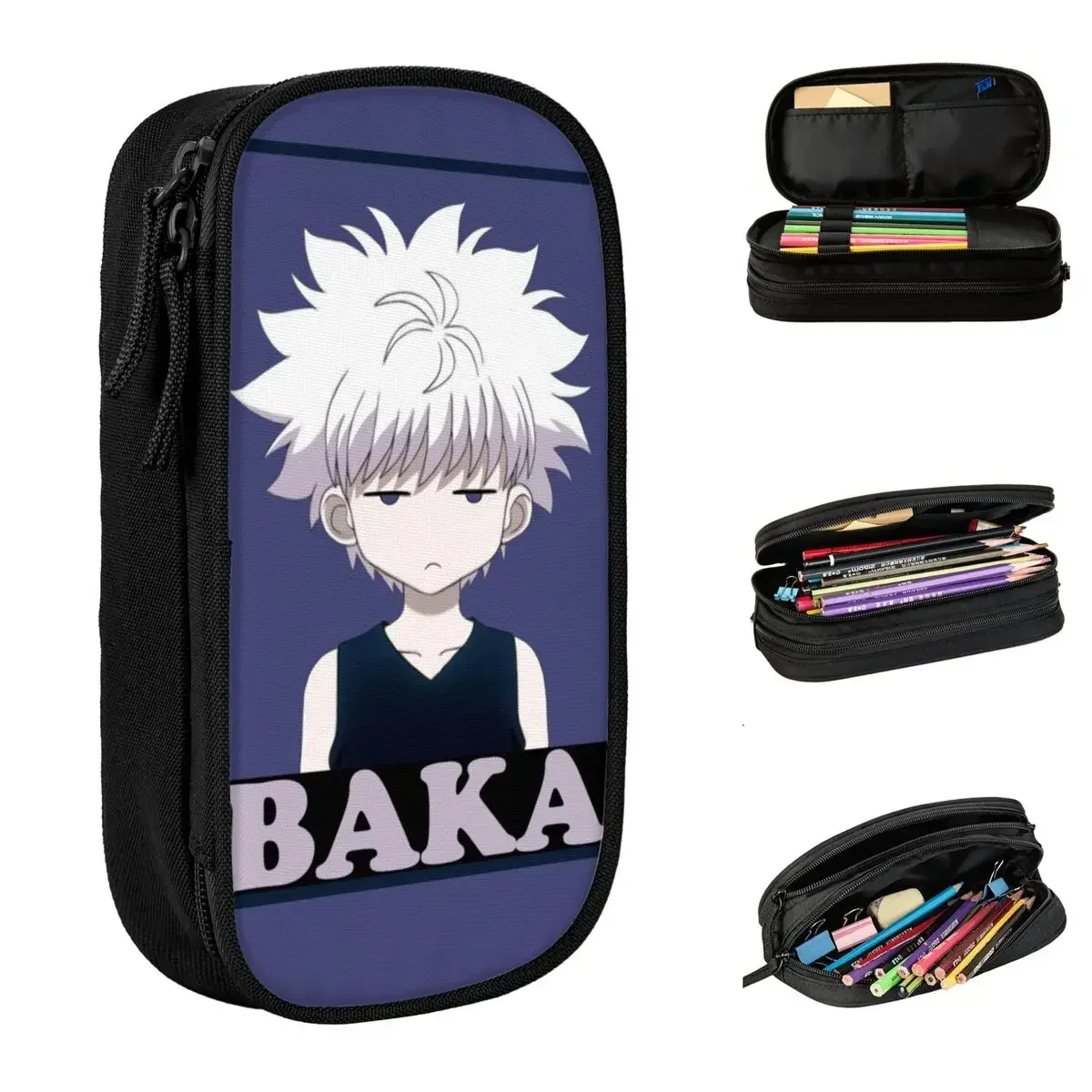 Classic Hunter X Hunter Killua Zoldyck Baka Pencil Cases Pencil Box Pen Box Big Capacity Pencil Bags Office Zipper Stationery