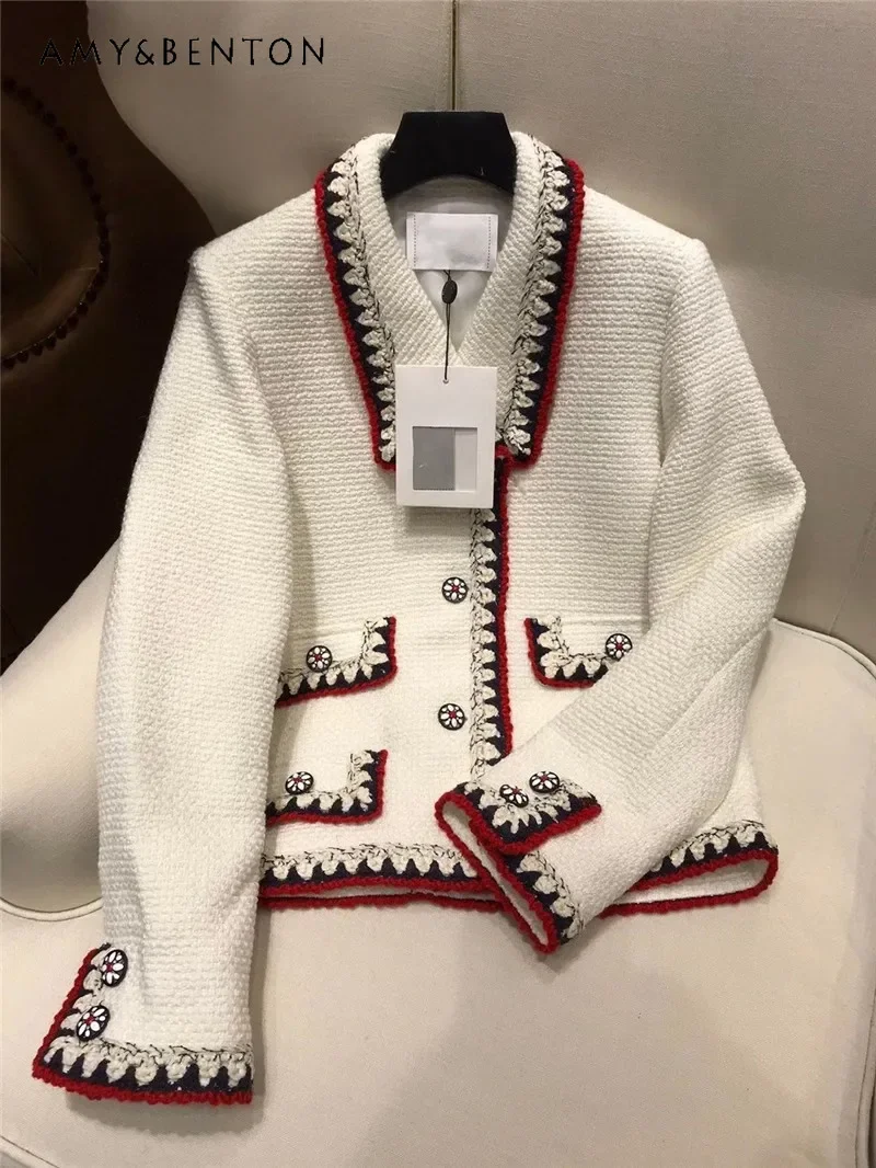 European Station 2024 Autumn New High-Grade Socialite Temperament Lapel Single Breasted Woolen Coat French Fashion Slim Coats