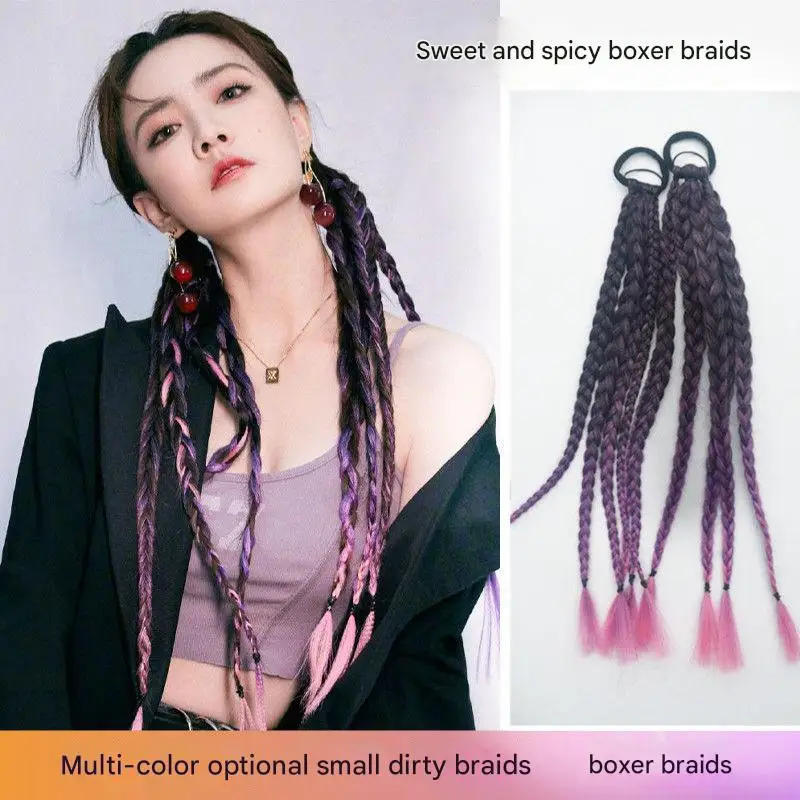 

Synthetic Long Braided Ponytail Hair Extensions for Women Colored Pony Tail with Hair Rope High Temperature Fiber