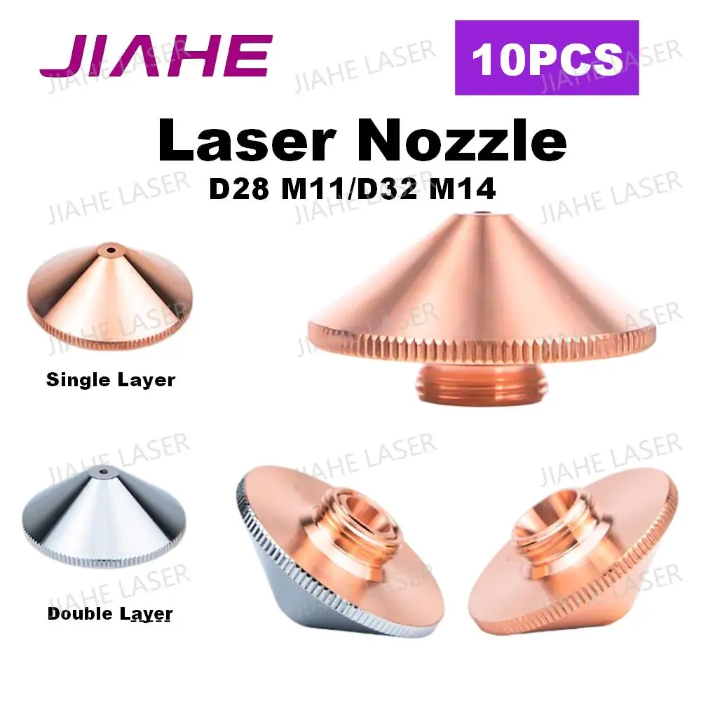 10PCS Laser Nozzles D28 M11 D32 M14 Single Double Layers Chrome for Raytools Precitec WSX BOCI Bodor HANS Laser Head