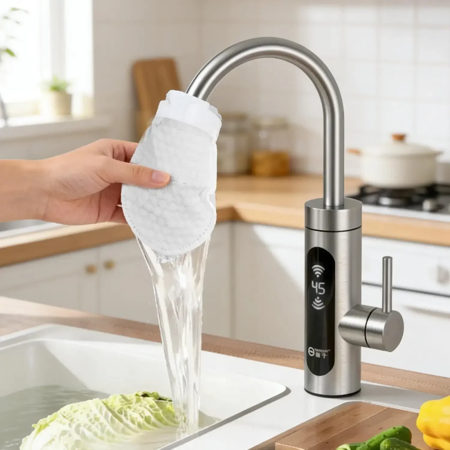 300/30x Wasserhahnfilter-Baumwollbeutel mit Riemen, Spritzschutz, Küchenarmatur-Wasserfilter, Ersatz-Netzfilter für Badezimmer-Waschbecken, Zubehör – Detail 5