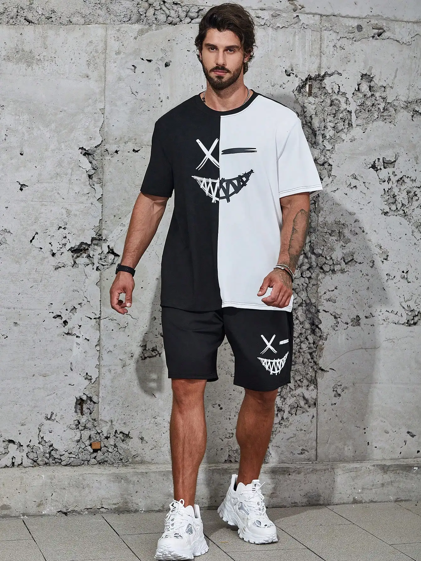 

Invincible Black and White Color Matching 3D Print-Light and Breathable-Y2k Summer Men's Suit-Men's Clothes-Oversized Clothes
