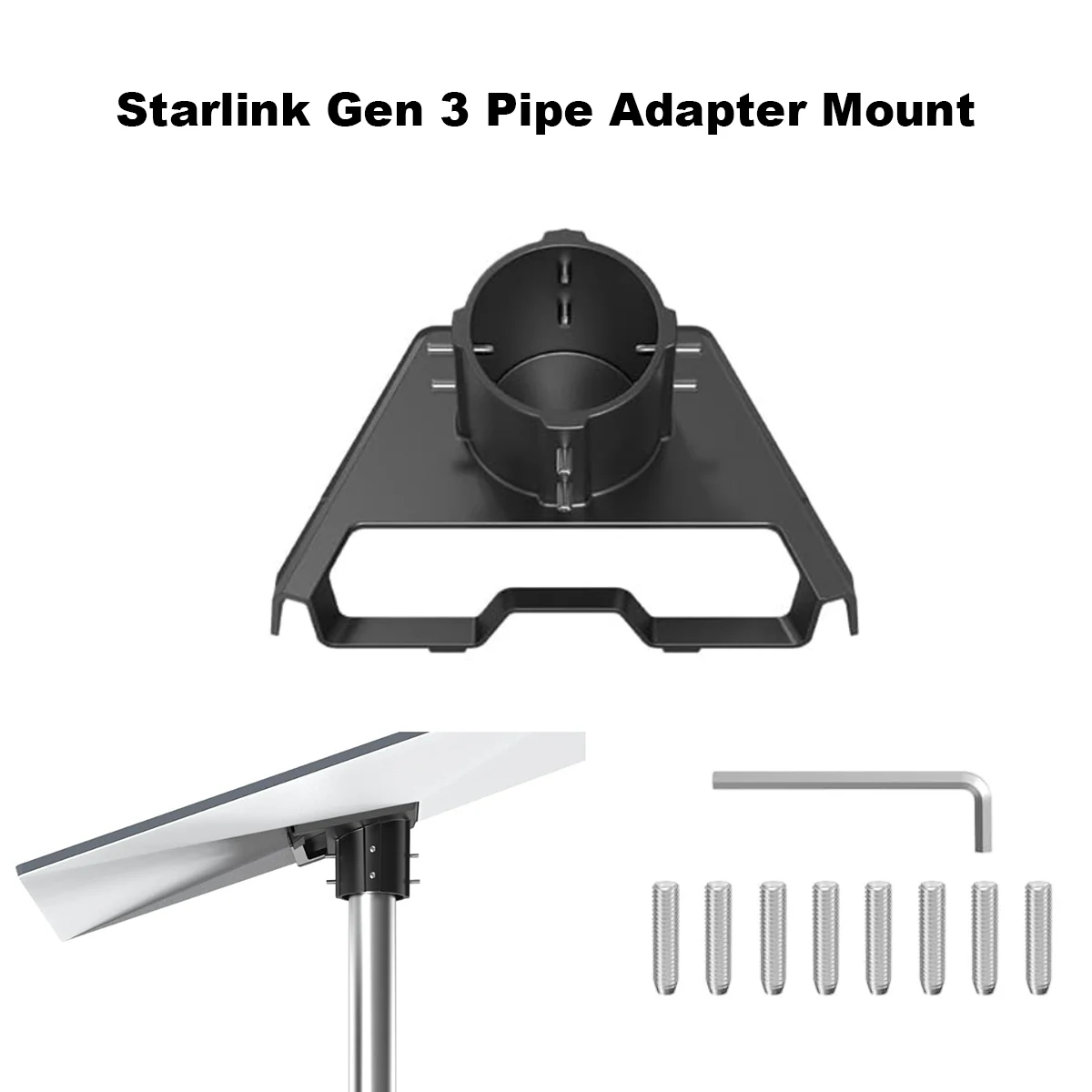 For Starlink Gen 3 Pipe Adapter Mounting Kit Accessories Pole Mount Compatible with STARLINK Standard Dish V3 Kickstand Dishy