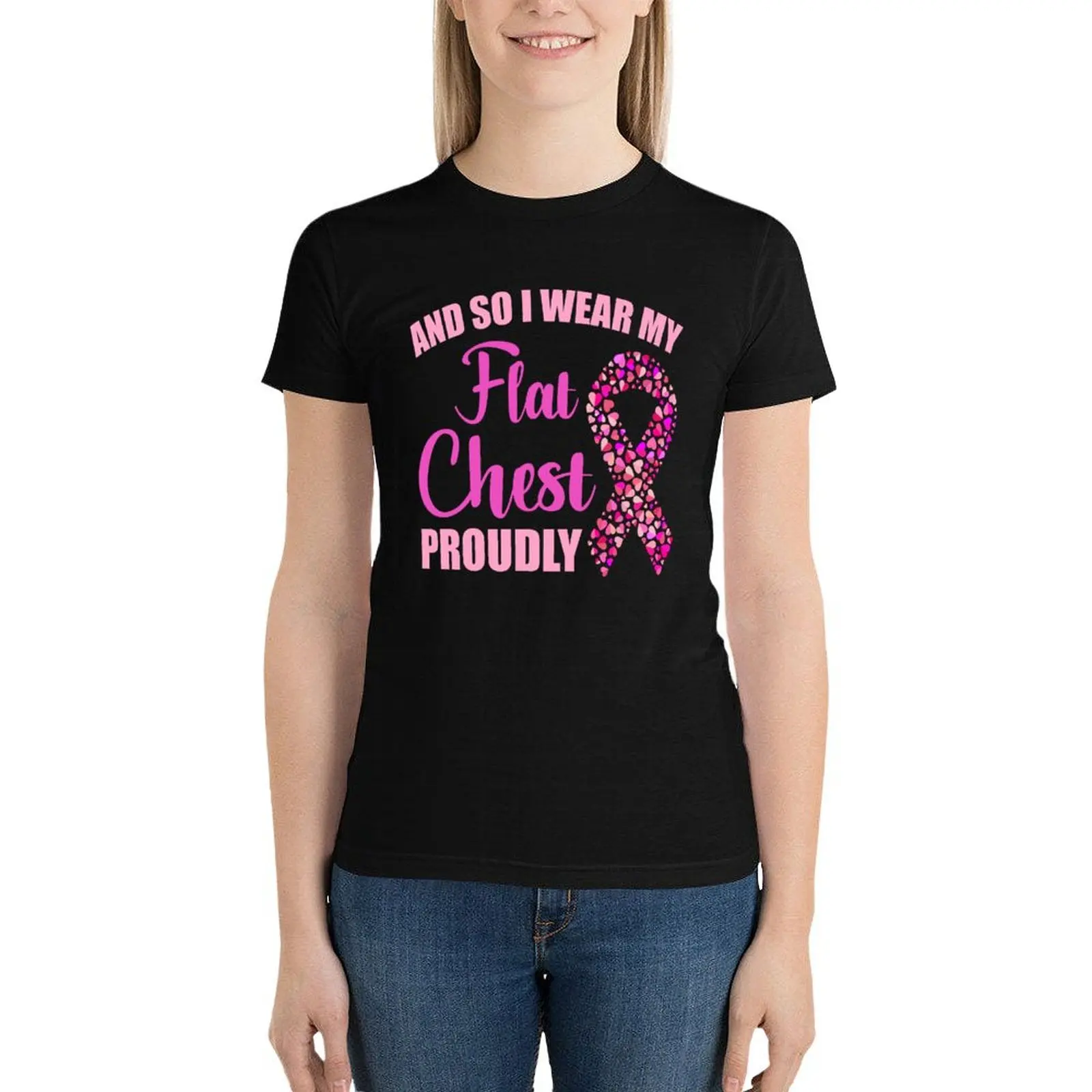 Mastectomy And So I Wear My Flat Chest Proudly T-Shirt shirts graphic tees Blouse workout shirts for Women loose fit