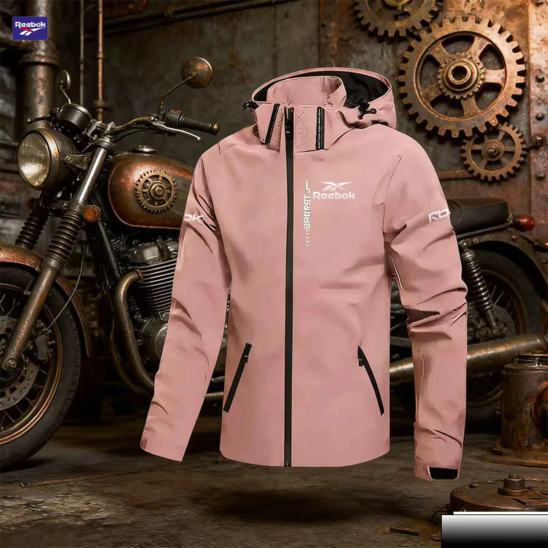 Reebok logo, new off-road motorcycle style, waterproof jacket, men's outdoor sport hooded detachable zipper coat, suitable for a - view 6