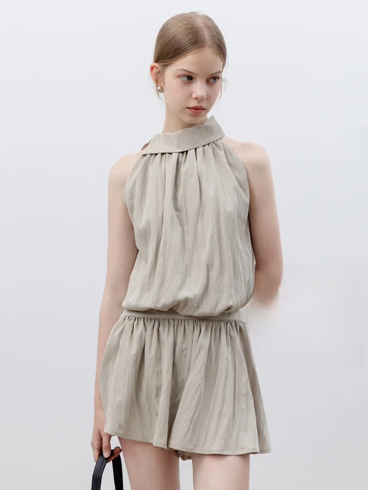 

i Stand Collar Svel oulder Bared Vest High Waist Wide Leg Pants Two Piece Set Ele Casual Outfit Eggka Brand