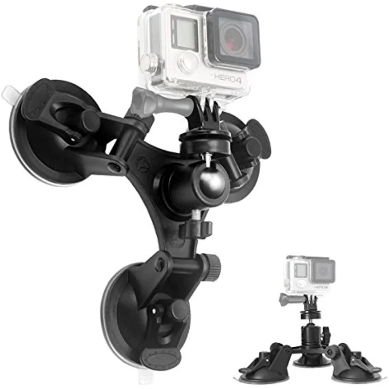 Triple Cup DSLR Camera Suction Mount For Nikon Canon Sony DSLR/CamcorderGoPro Hero 11 10 9 8 7 6 Sony Garmin Xiaomi Yi SJCAM