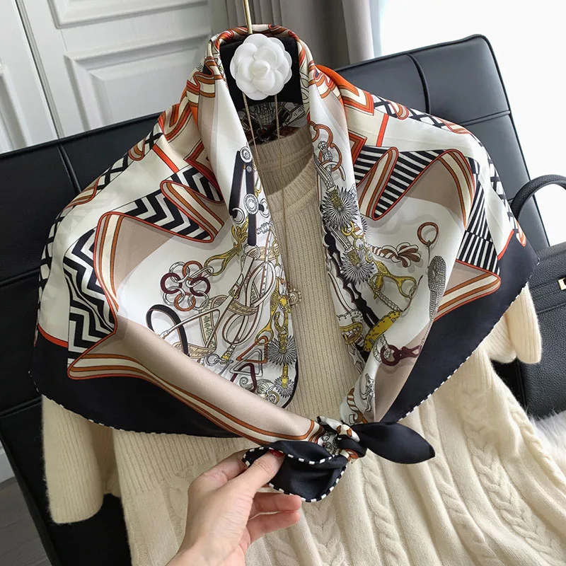 

14MM 100% Twill Silk Scarf Wraps Womens Fashion Printed 90 Silk Scarfs Shawl Cape