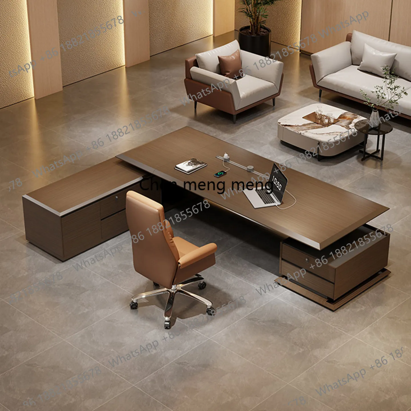 

Элитный комплект стола и стула для руководителя в стиле лёгкой роскоши, современный, простой, большой, для персонального использования.