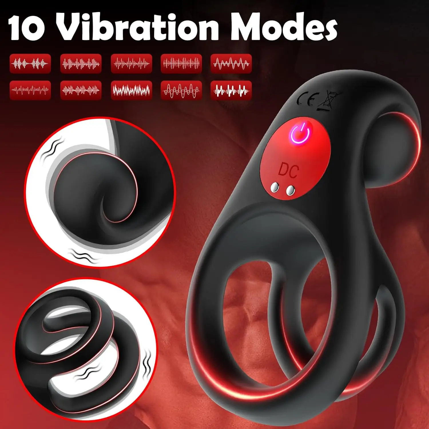 Vibrador de anel de silicone para homens Anéis de pênis Estimulador do clitóris Atraso Ejaculação Estimulador Mais Forte Estimulação Mais Forte Brinquedos Sexuais para Casais