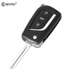 KEYYOU Folding Flip Remote Car Key Shell For Toyota Corolla RAV4 EX Blank New VIOS Case 2/3 Button TOY43/TOY48 Blade