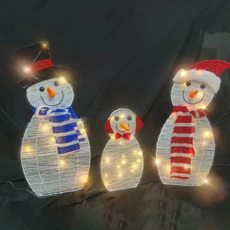 Bonhomme de neige 4.2 avec lumière LED, décoration de jardin de Noël, bonhomme de neige plonger oyant, décorations de cour extérieure pour la maison, ornement de Noël, 3 pièces