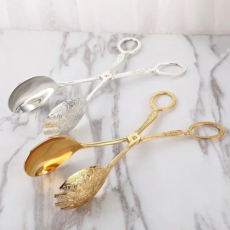 Zinc Alloy Metal Spoon Salad Clip Exquisite Party Self-service Clip Tray Cake Birthday Party Tableware Clip Multifunctional