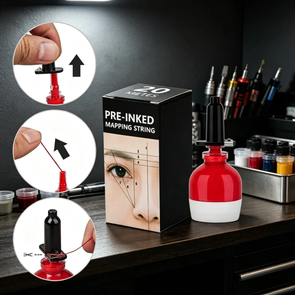Tattoo Dyeing Line Brows Marker Positioning Tool 1pcs Permanent Makeup Microblading Mapping String Eyebrow Pre-Inked Thread 20m