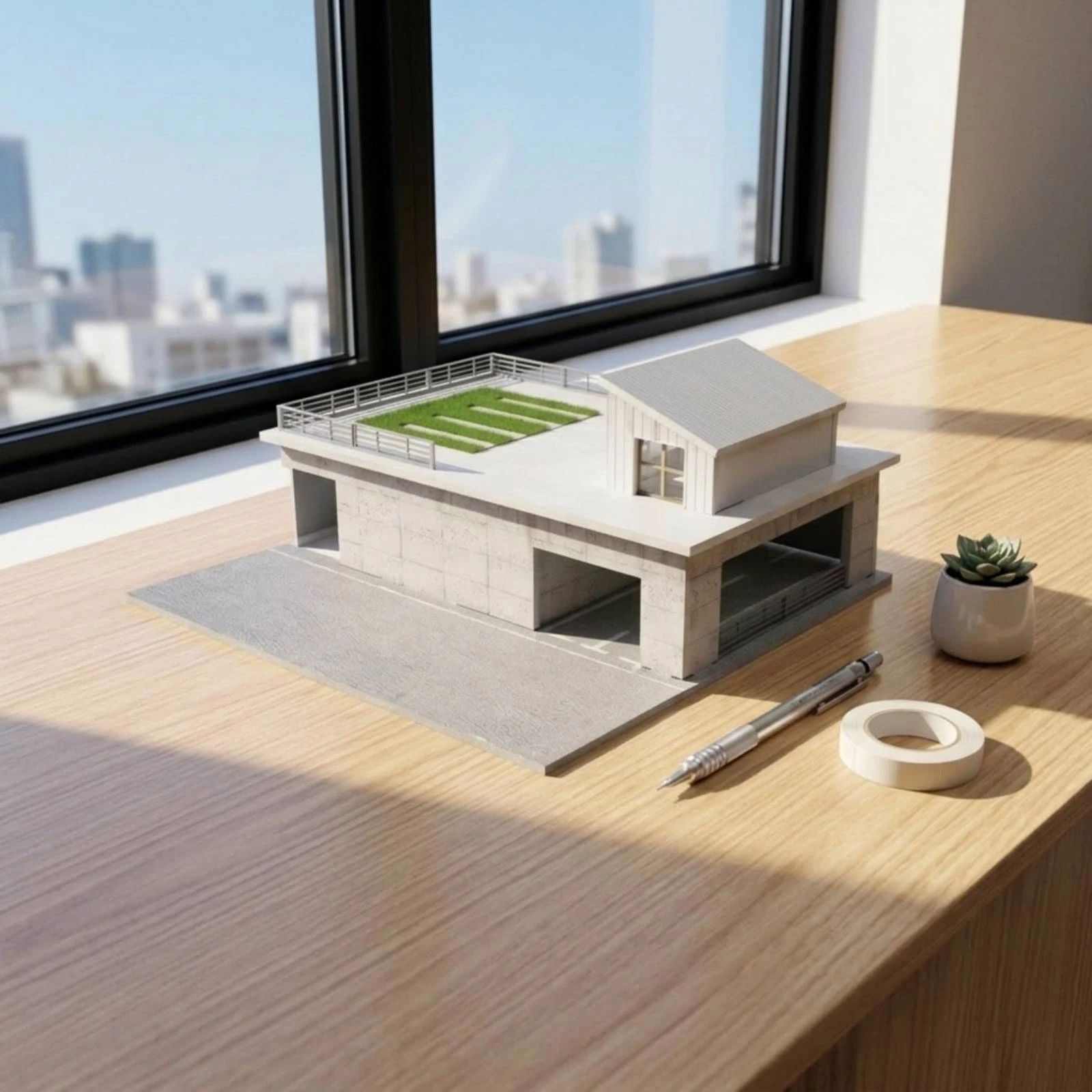 Sunroom Model Miniature Building Model with Terrace Diorama Modern Easy for Hobbyists, Display