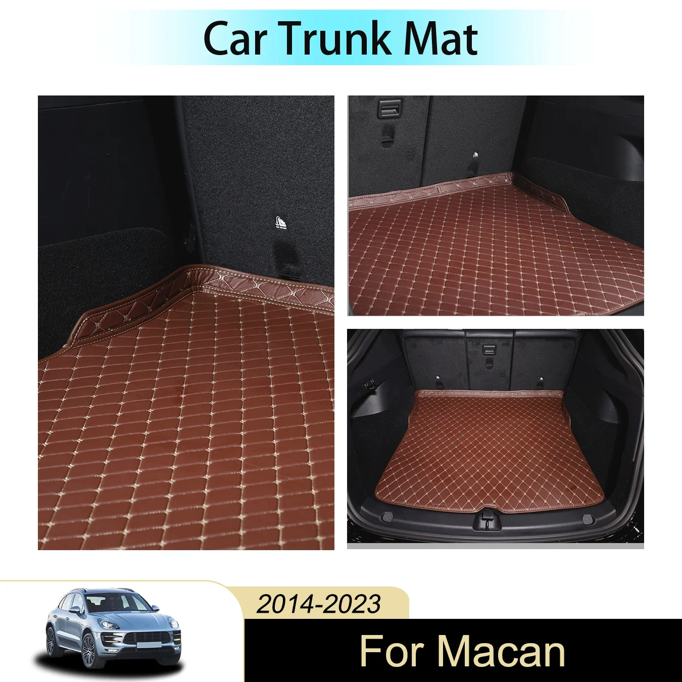 

For Macan For 2014-2023 Three-Layer PU Leather Full Coverage Anti Slip Car Trunk Mat Tail Box Mat