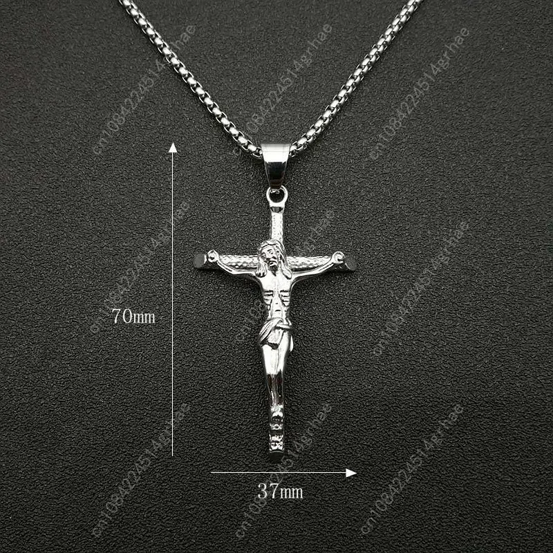 Catena a maglie in acciaio inossidabile 316L INRI Gesù Croce Crocifisso Ciondolo e collane Uomo Gioielli di moda Oro Argento Colore Regalo del padre
