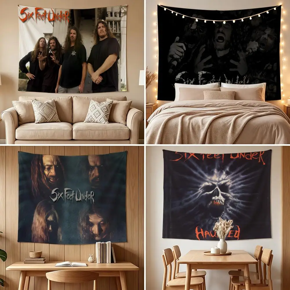 Six Feet Under Tapestry Custom Living Bedroom Party Dormitory Interior Wall Bohemian Decoration Attached Clip