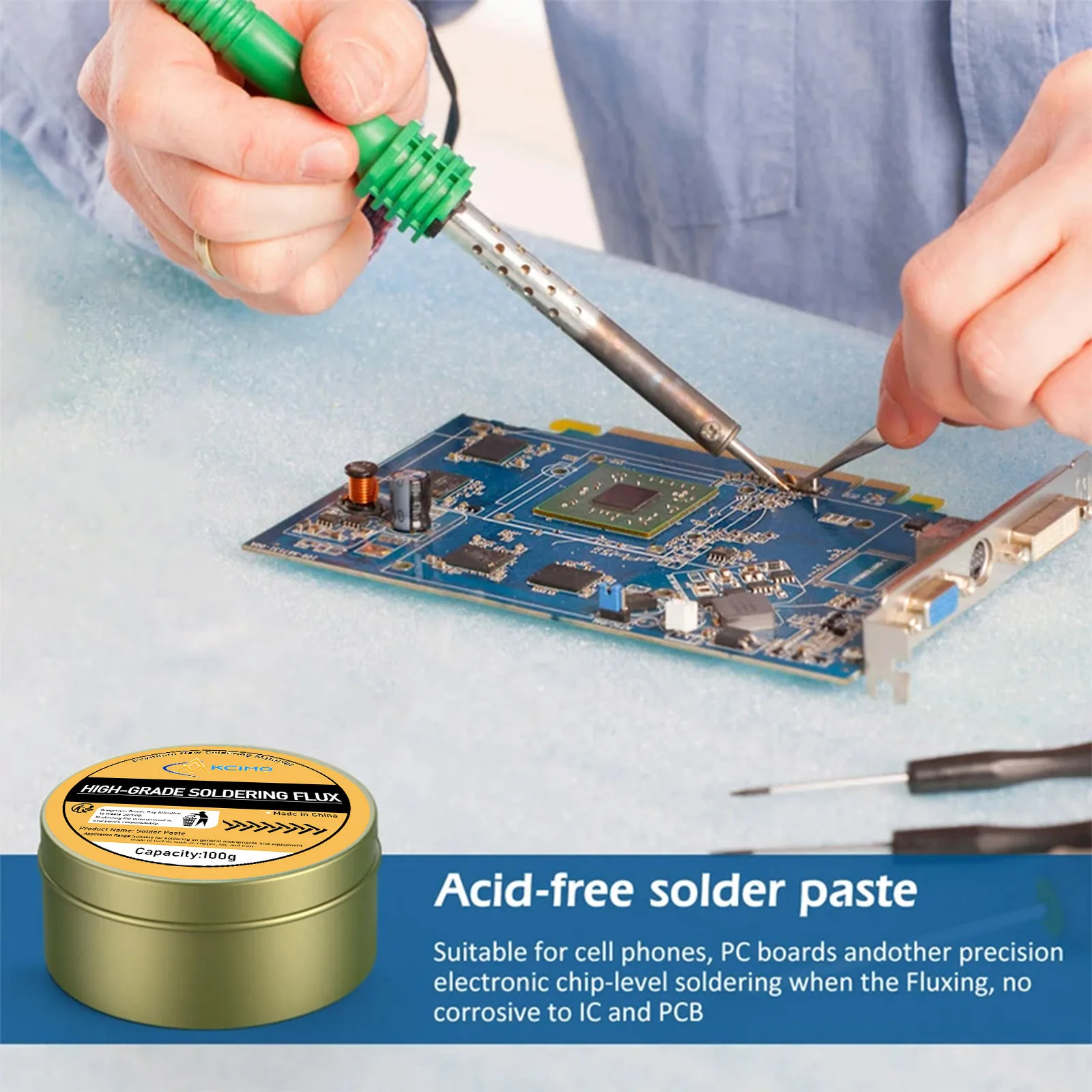 Kcimo Solder Paste Rosin Flux 100g Lead-free Welding Flux Iron Repair Welding Paste Soldering Tin Soldering Oil Soldering Flux