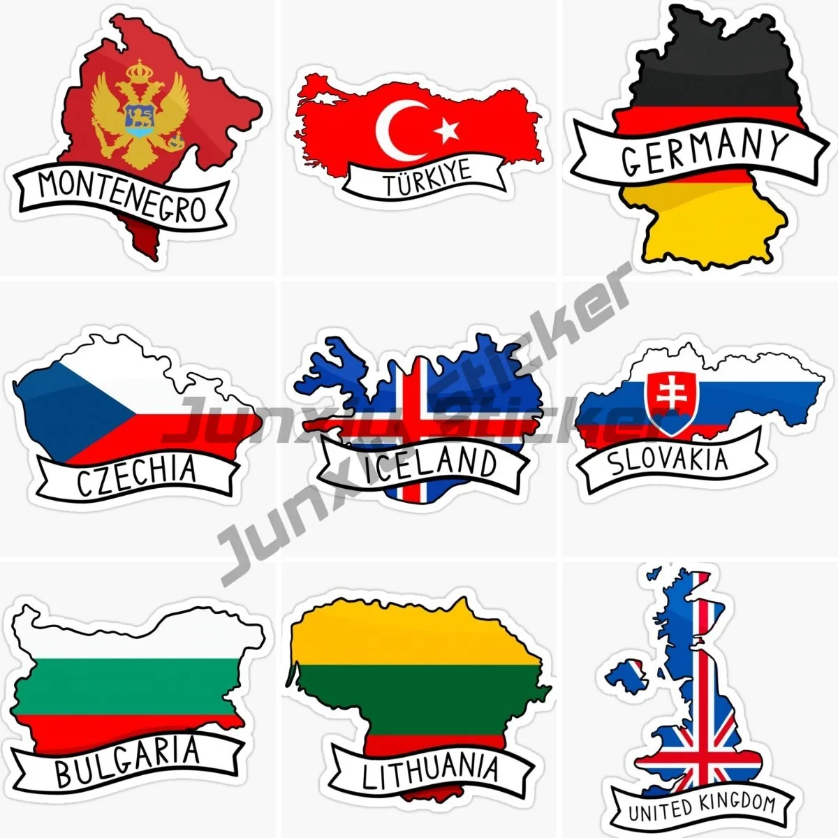 

Slovakia Türkiye Czech Republic Germany Iceland Montenegro Lithuania Bulgaria Britain National Map Car Stickers Self Adhesive