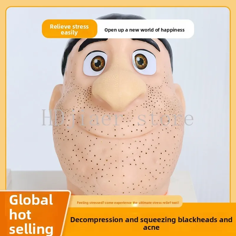 

Anti-Anxiety Pimple Popping Toy - Realistic Head Model with Strawberry Nose Blackhead Popable Pimple Stress Relief Tool