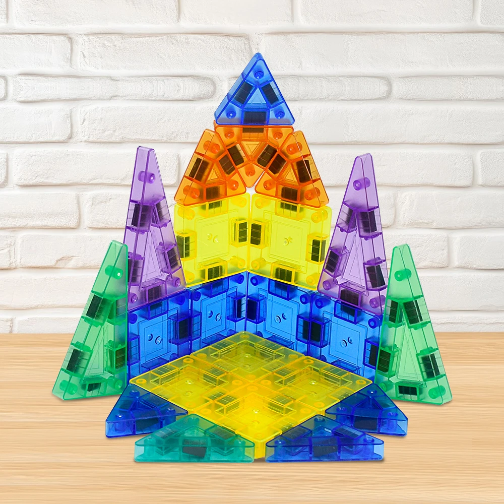 STEM magneetspeelgoed Educatief speelgoed, 26PCS magnetische reiscouwset, mini 3D magnetische tegelbouwstenen voor kinderen