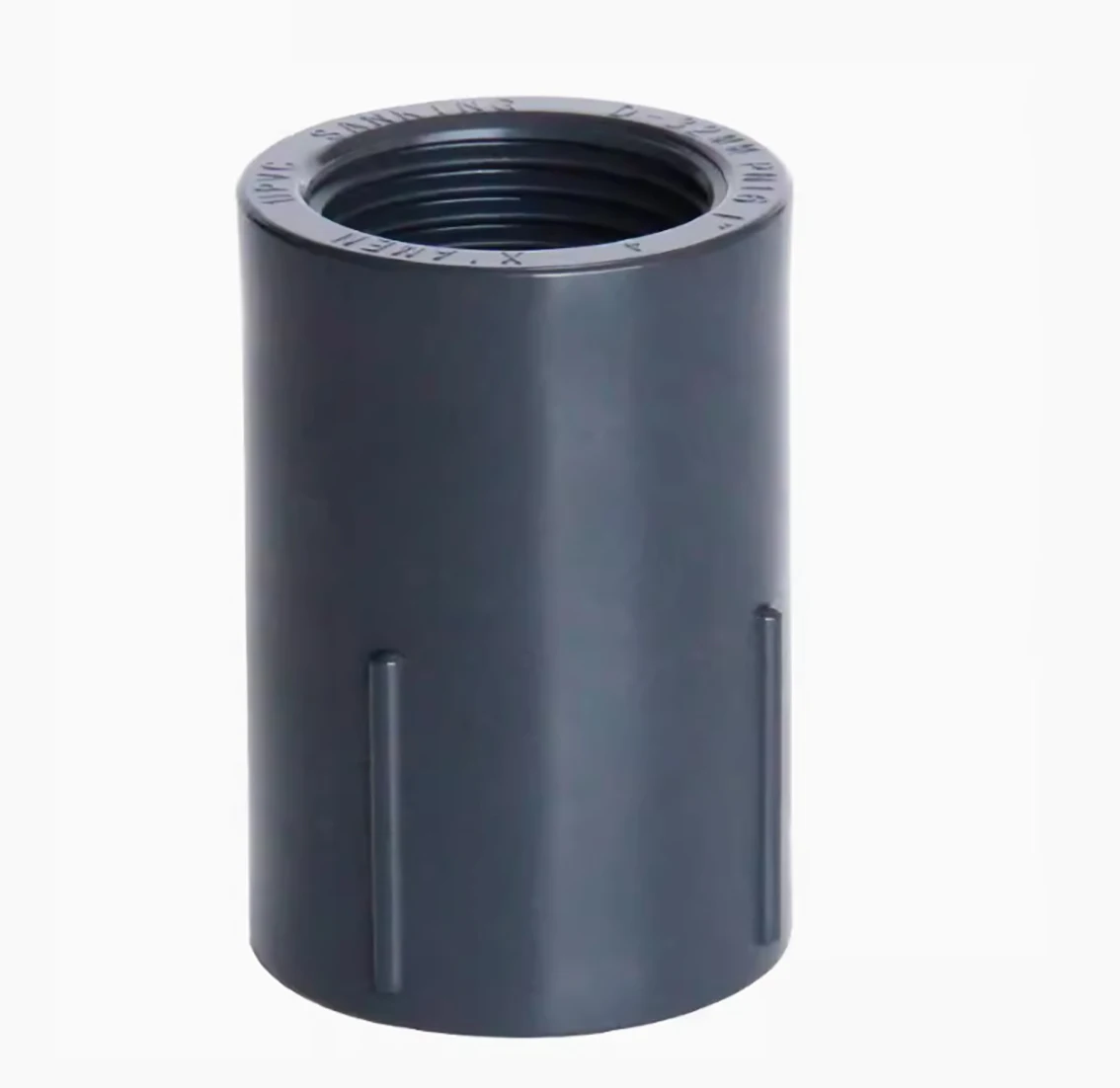 1Pcs Dark Grey PVC Socket Female x Female BSP Thread 1/2