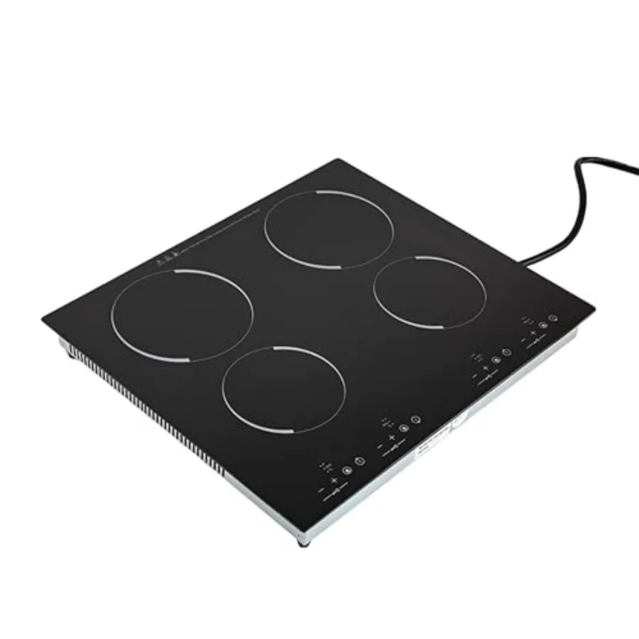 

23-дюймовая электрическая варочная панель на столешнице, 4 конфорки, вилка 110 В, электрическая плита с отделкой из нержавеющей стали и черной системой нагрева