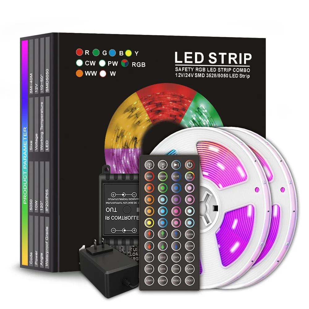 led strip light kit 44 remote control 12v low voltage 5050 infrared home gas neon decoration light