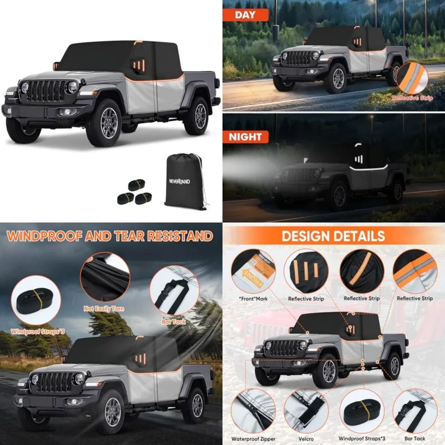 

Cab Cover for 2019-2026 - All Weather Waterproof Half Car Cover, Outdoor Jeep Cab Cover Rain Covers for Sun Snow UV Protection