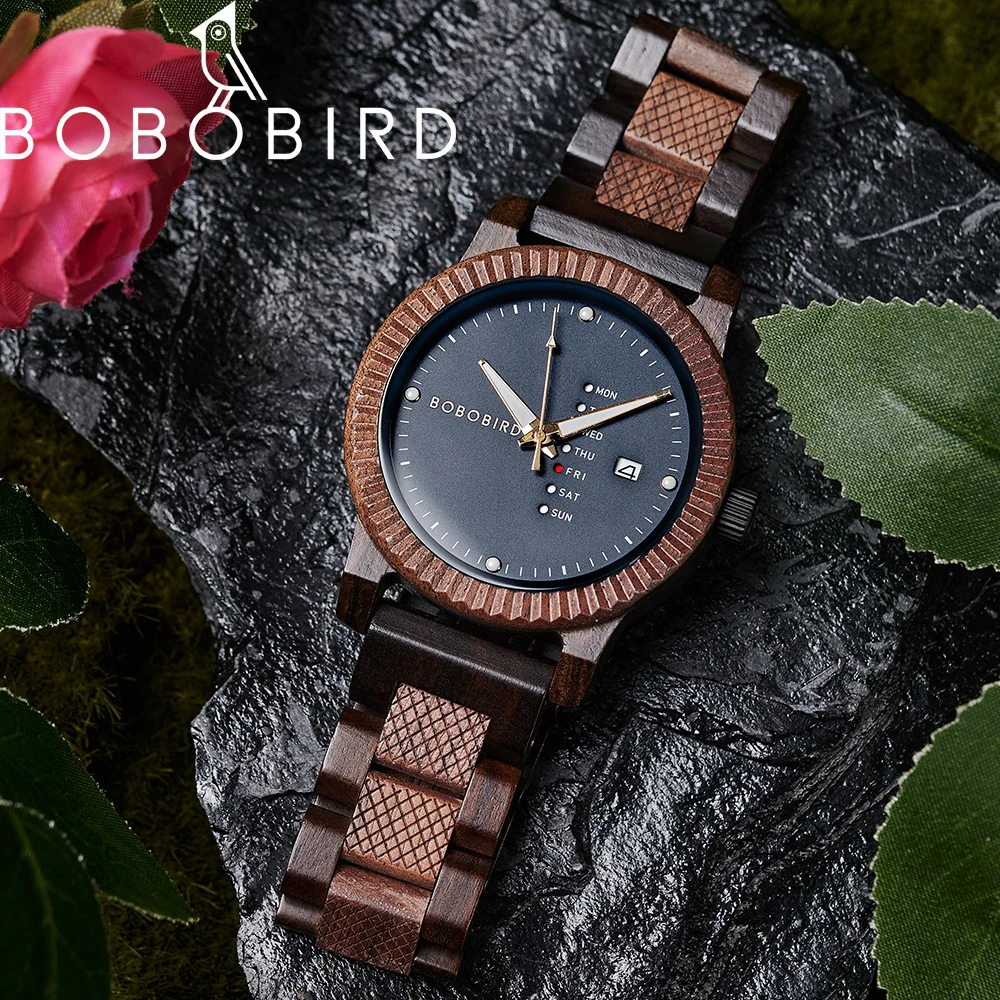 

BOBO BIRD Thin&Light Men Watches Casual Fashion Quartz Wooden Wristwatch Father's Day Holiday Gifts Support Customized Name