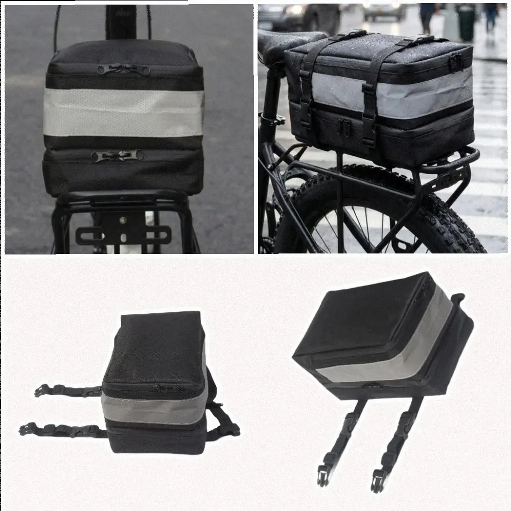 for Double Layer Cargo Bag Black E-bike Rear Pannier Compact Dimensions Water-resistant Fabric For Daily Commuting