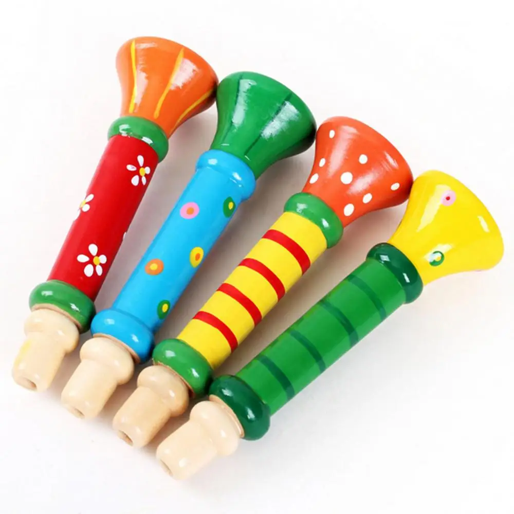 Multi-color Wooden Small Trumpet Kids Baby Musical Instrument Learning Toy Gift