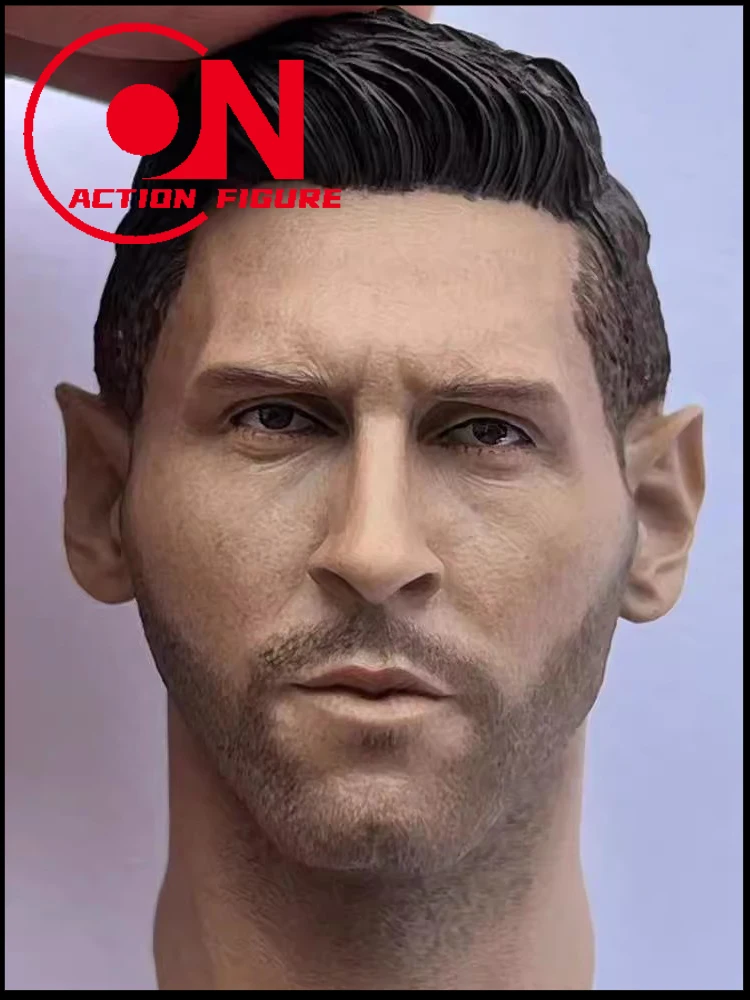 1/6 Scale Football Star Leo Messi Head Sculpture PVC Head Carving Model Fit 12'' Male Soldier Neckless Action Figure Body Dolls